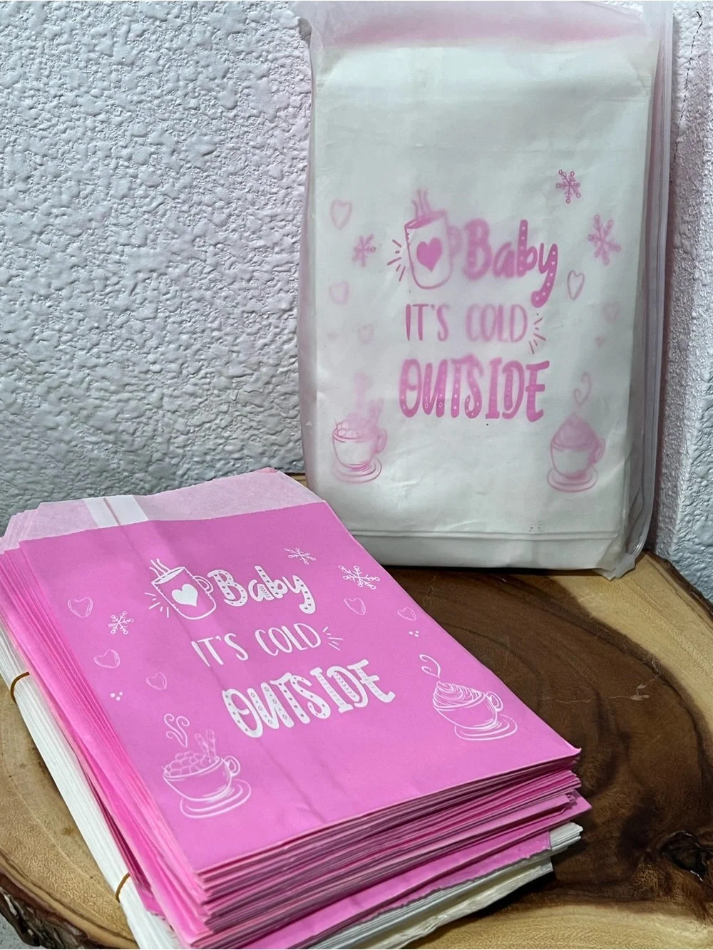 400 Bags ☕️ Baby It's Cold Outside Pink Party Favor Bags